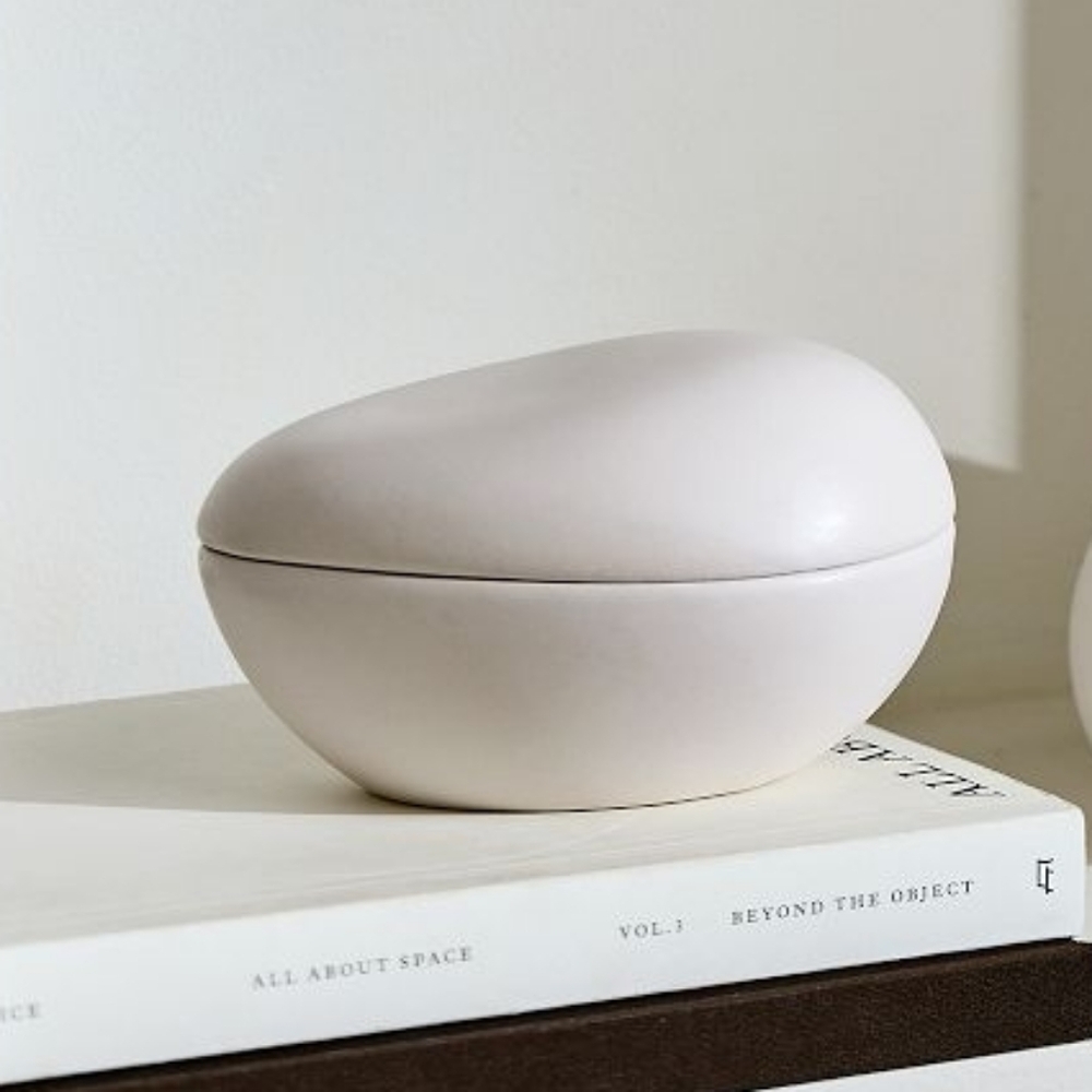 West Elm White Ceramic Decorative Box - Picture 2 of 9